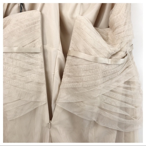 NWT White Vera Wang Pleated Bobbin Net Bridesmaid Dress in Champagne Size 16 - Picture 11 of 15